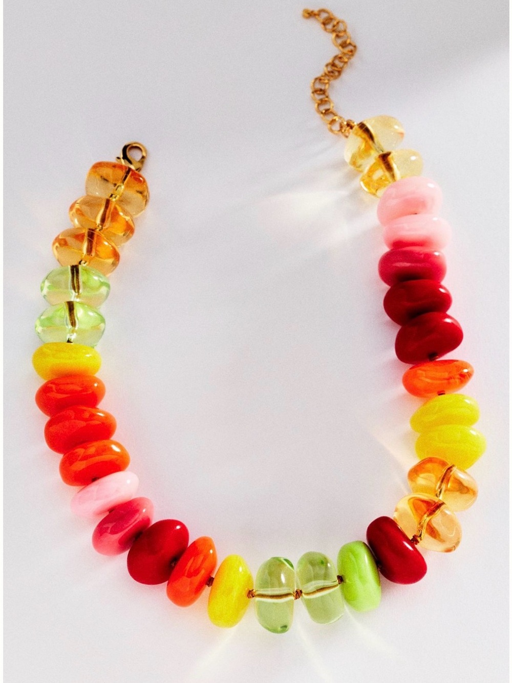 NWT Anthropologie Bowie Multicolor Glass Bead Necklace - Bright Fresh Lime
